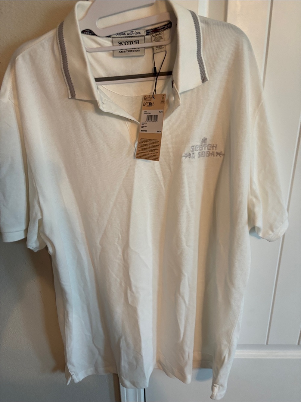 Scotch & Soda White Polo with Gray Trim